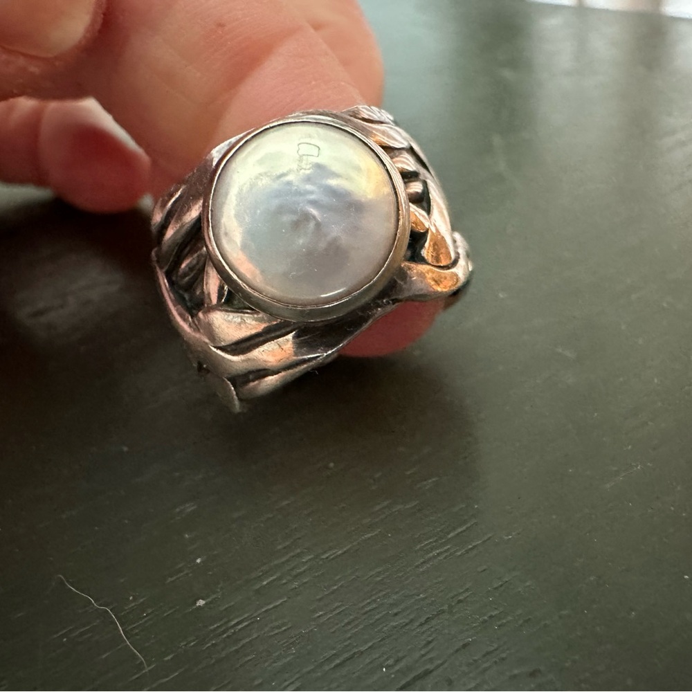 Silpada Silver and White Moonstone Ring with Artistic Design